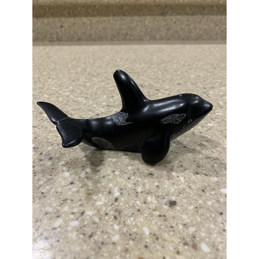 Vintage Killer Whale Orca Sculpture Native Artist Signed Boma Canada 4" *READ*